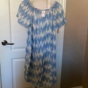 Gap Blue/White Off-the-Shoulder Dress